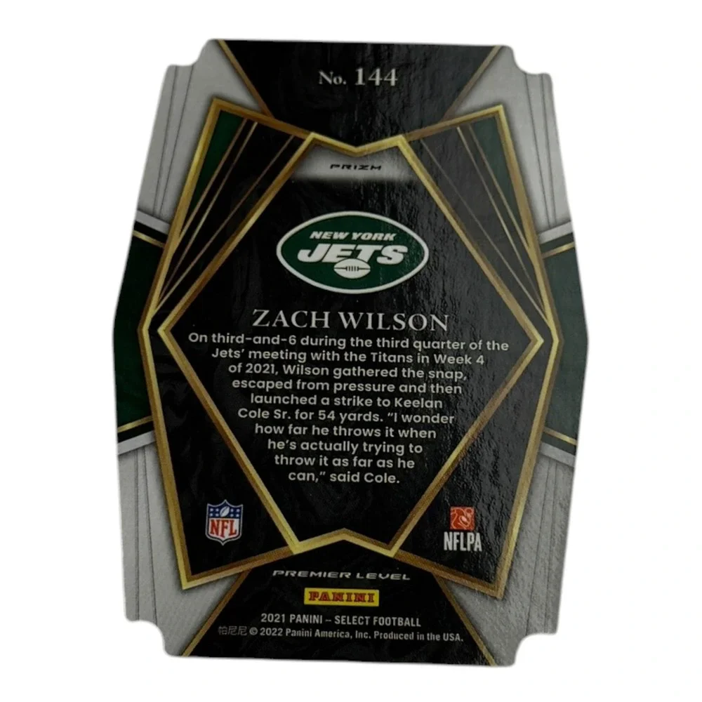 2021 Panini Select Zach Wilson Premier Level Die-Cut Rookie Card #144 NY Jets‎